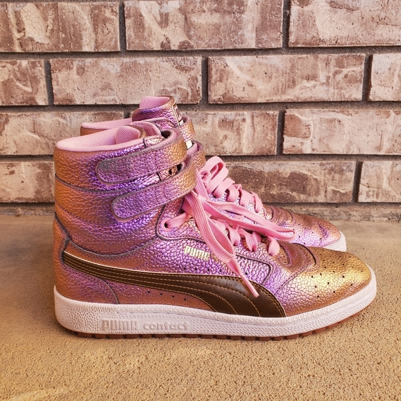 pink and gold sneakers